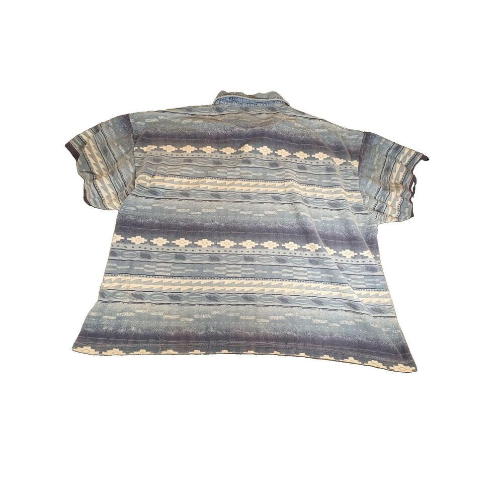 Vintage Faded Glory Polo Shirt Mens 3XL Blue Tribal Aztec Southwestern Y2K - Picture 2 of 9